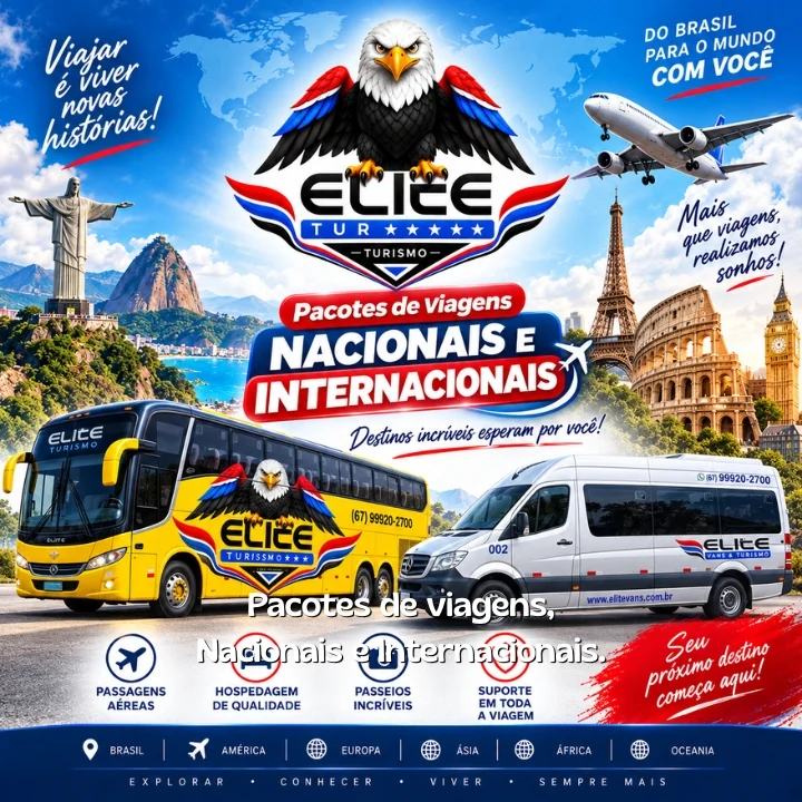 Pacotes de viagens nacionais e internacionais da Elite Tur Turismo
